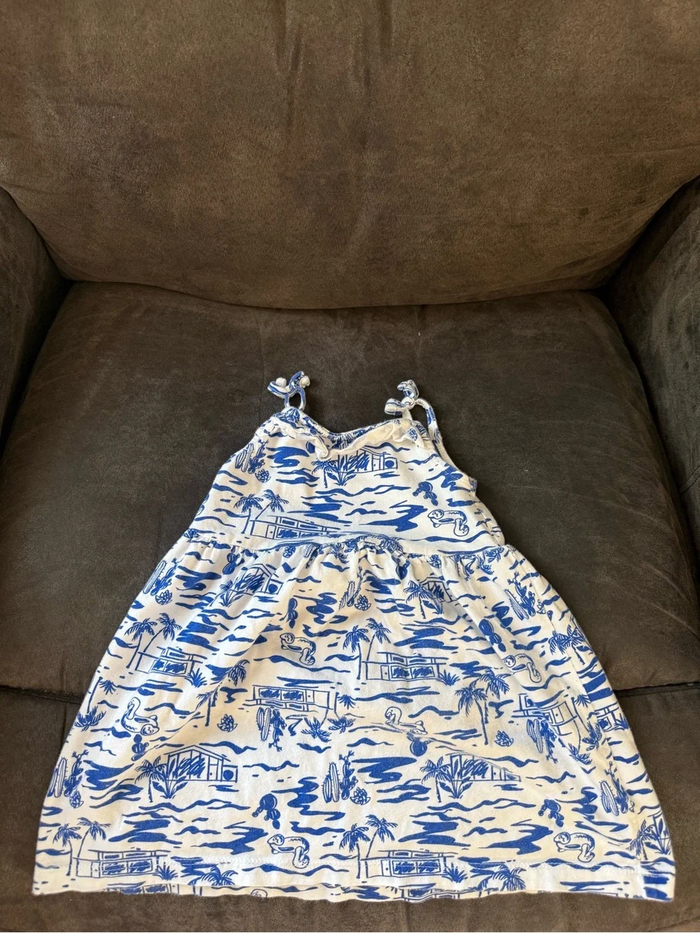 Carter's White and Blue Tropical Print Sundress